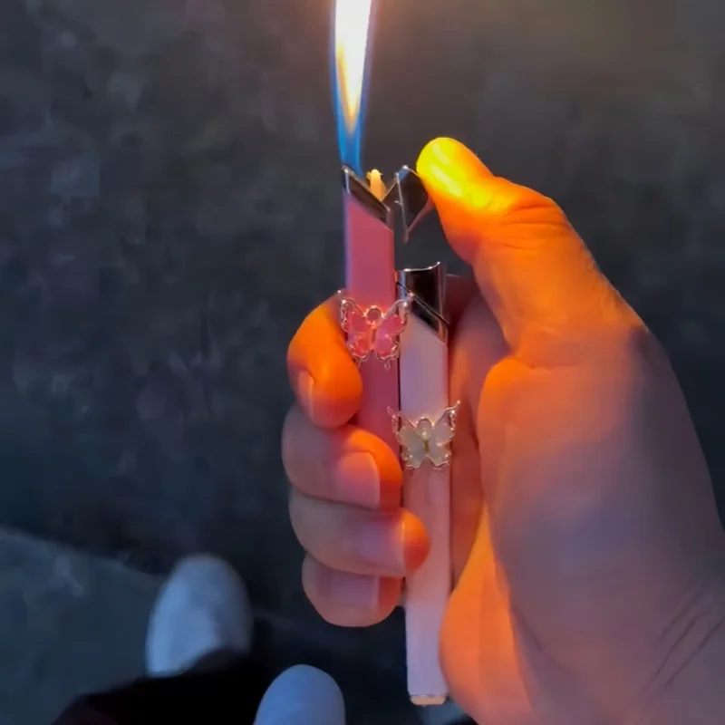 

Elegant Butterfly Lighter with Adjustable Flame Inflatable Windproof Direct Charge Outdoor Barbecue Camping Women's Gift