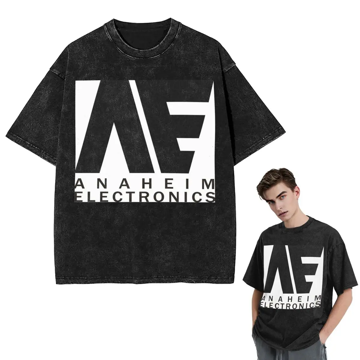 Streetwear T-Shirts Anaheim Electronics Washed T Shirt Short Sleeve Hip Hop T-Shirt Tops Tees for Men Women