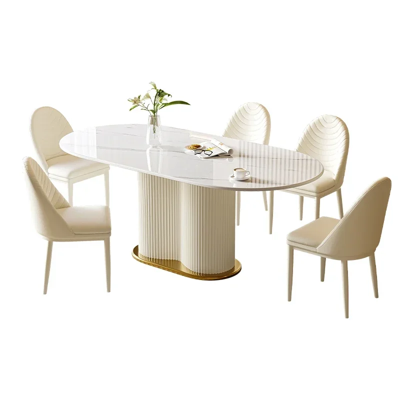 Witte Leistenen Eettafel Moderne Luxe Nordic Eenvoudige Koffietafels Receptioniste Ontwerp Tavoli Da Pranzo Keukenmeubilair