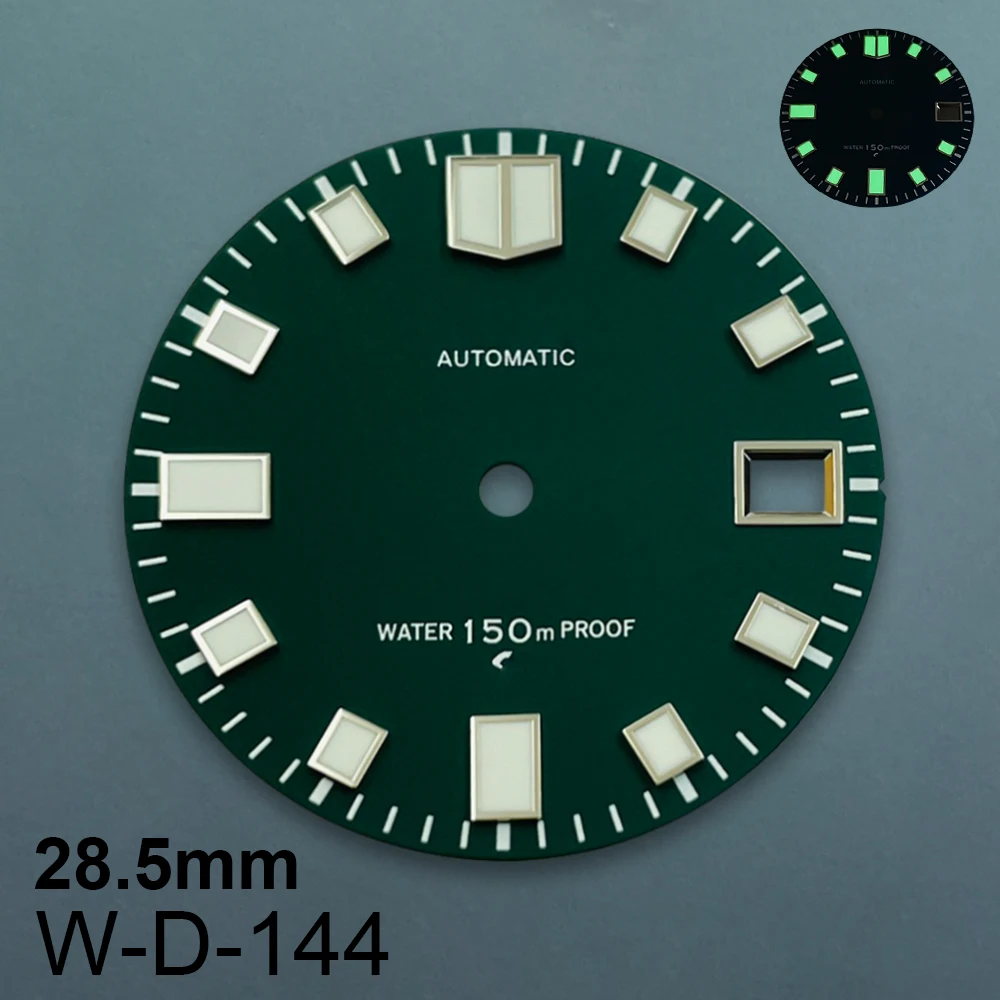 28.5mm S Logo Matte Dive Dial Fit NH35/NH36/4R/7S Japan Movement C3 Green Luminous High Quality Watch Modification Accessories