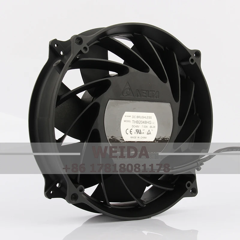 Ventilador Ultra-Silencioso de Alto Volume de Ar, Quadro de Alumínio, Caixa, Delta THB2048HG, DC48V, 7A, CE, CA, 208x208x70mm, 20cm, 20870