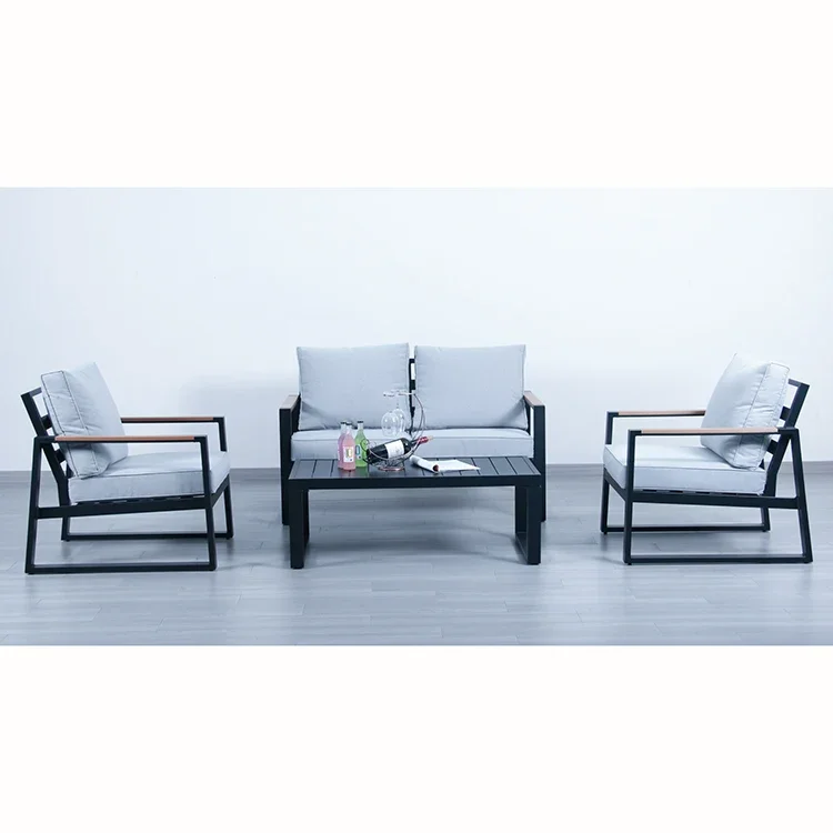 

Factory Coffee Outdoor Furniture 4pcs Balcony Steel Sofa Set Garden Patio Furniture Sofa Outdoor Furniture Sofa Garden