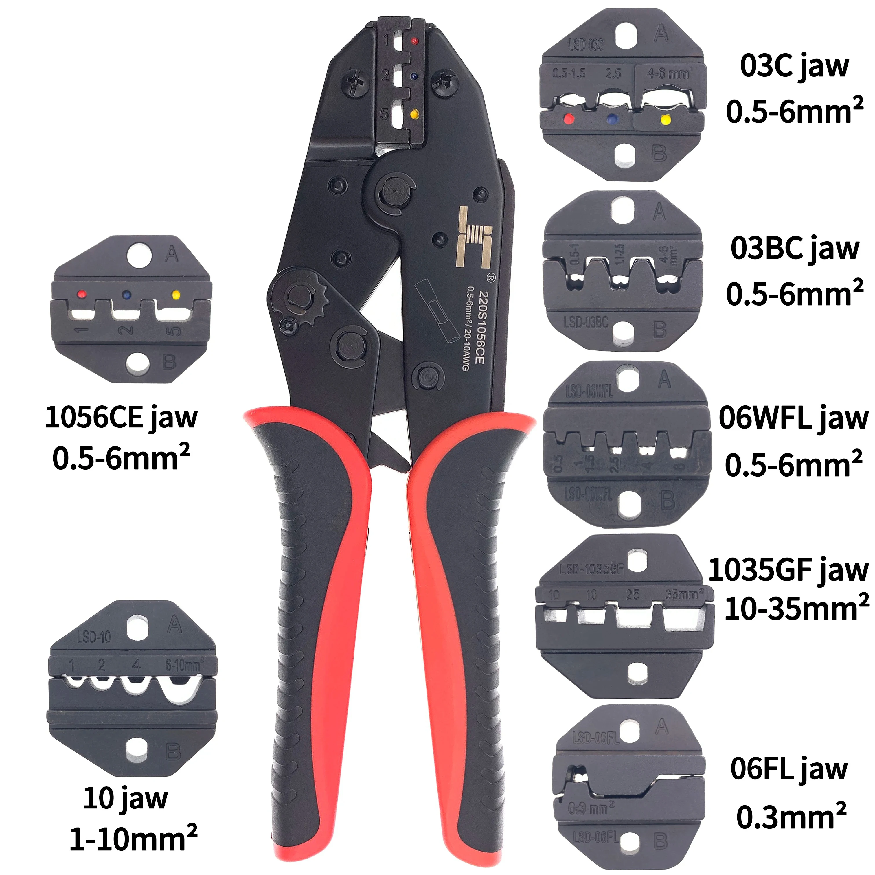 Replaceable Jaws Multifunctional Crimping Tool Kit Tubular Terminal, Pre-insulated Terminal, Non-insulated Terminal