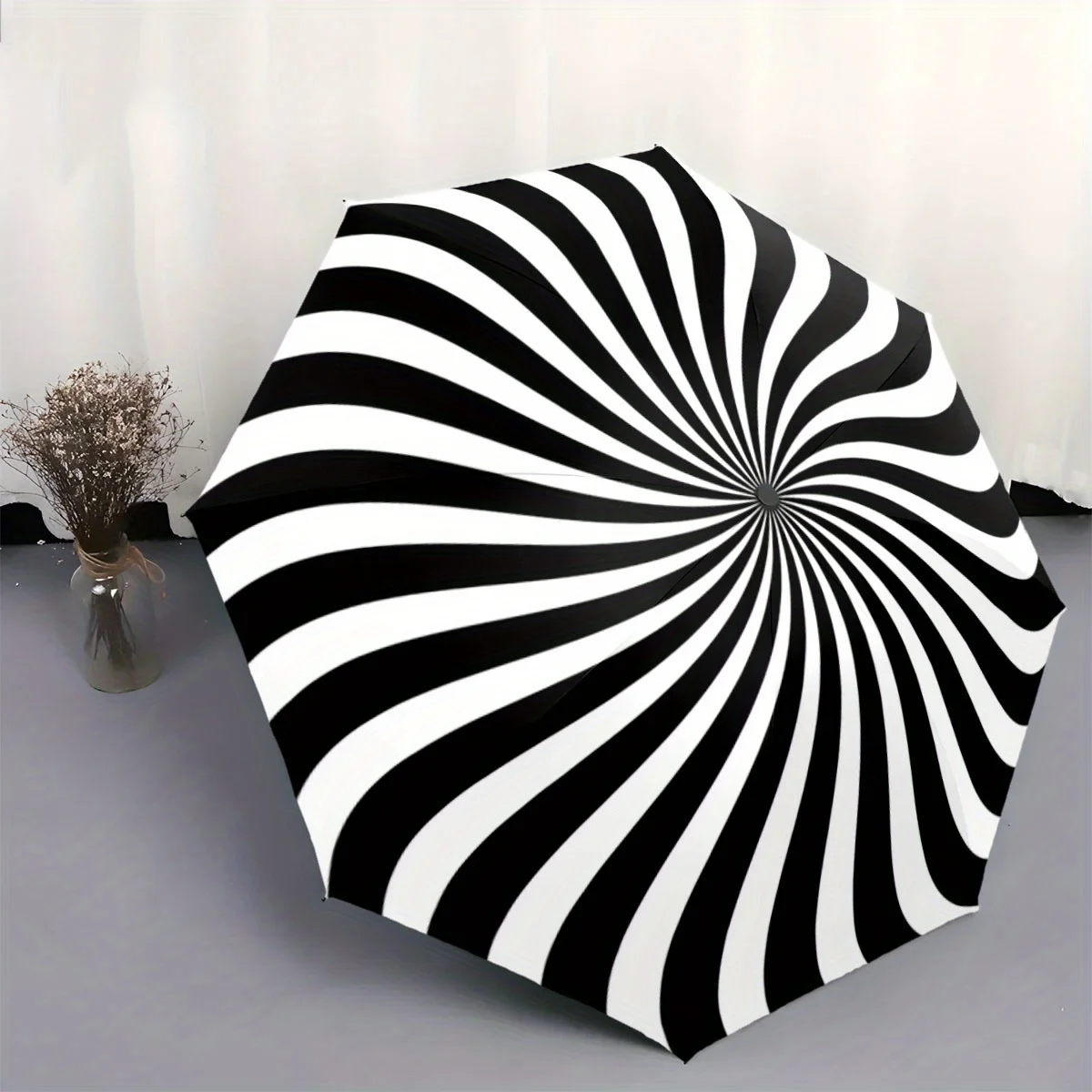 

[Christmas Gift] Automatic Open/Close Umbrella with One-Touch Button - Compact Folding Umbrella, Spiral Optical Illusion Desig