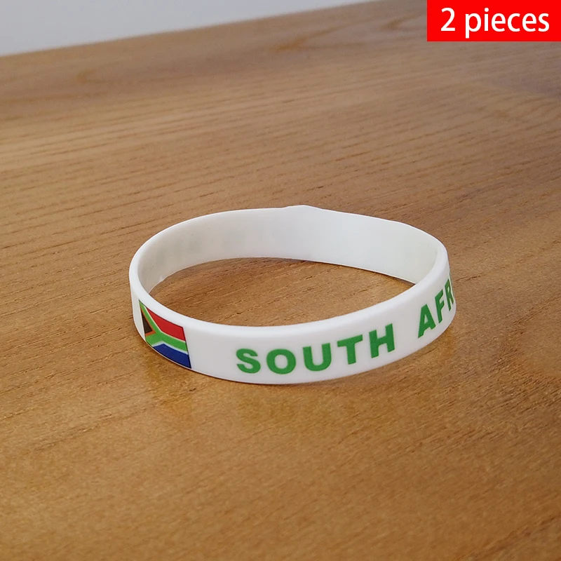 2pcs South Africa National Flag Wristbands Sports Silicone Bracelet Rubber Band Patriotic Commemorative Fashion Accessory