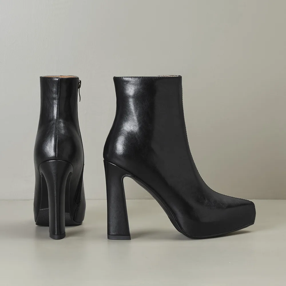 MILI-MIYA Nouvelle Arrivée Moyen Épissage Femmes Vache En Cuir Rinçage Bottes Jolie tu Parker Optique Talons Fermetures À Glissière Solide document À La Main