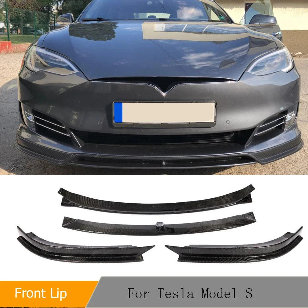 

Front Bumper Lip Spoiler for Tesla Model S 70D P85D 90D P100D Sedan 4 Door 2016-2020 FRP black 4PCS/Set FRP Primer Carbon Fiber