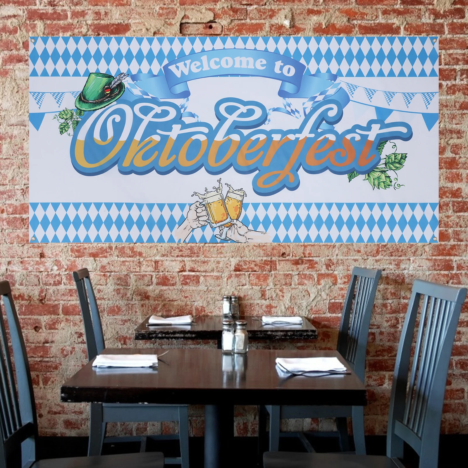 

Beer Festival Decor 185x110cm Premium Backdrop Oktoberfest Party Banner Photo Background Cloth for Indoor Outdoor Use