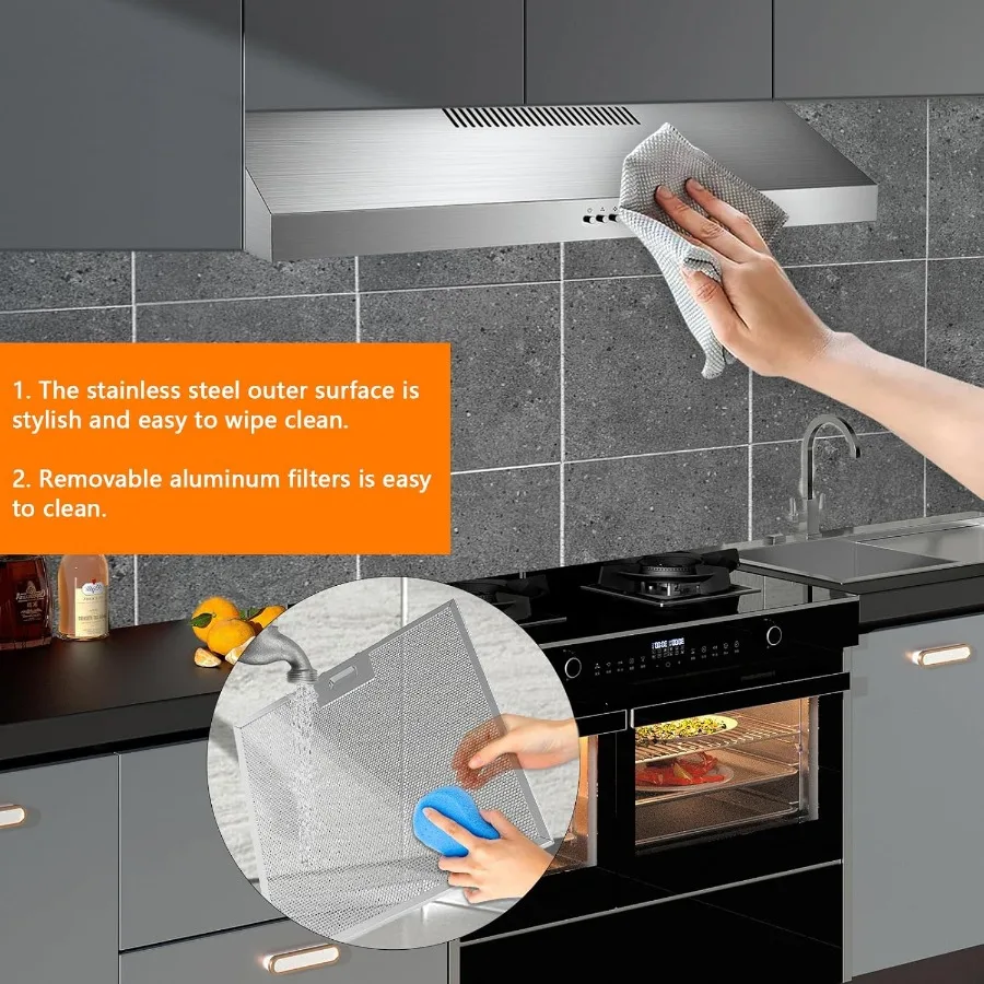 ترقية 600 CFM شفاط المطبخ 30 بوصة تحت خزانة شفاط المطبخ ل القناة/القناة للتحويل الفولاذ المقاوم للصدأ موقد المطبخ تنفيس ث #6