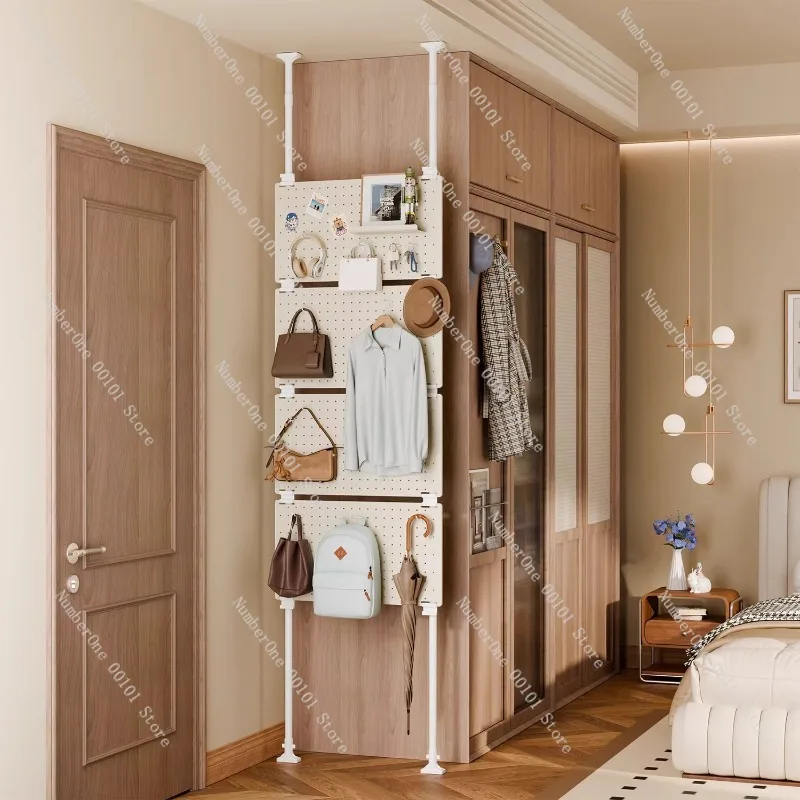 Wall Storage Rack Multi Layer Pegboard Storage Shelf Hanging Rack Clothes Hat Organizer Entryway Storage System