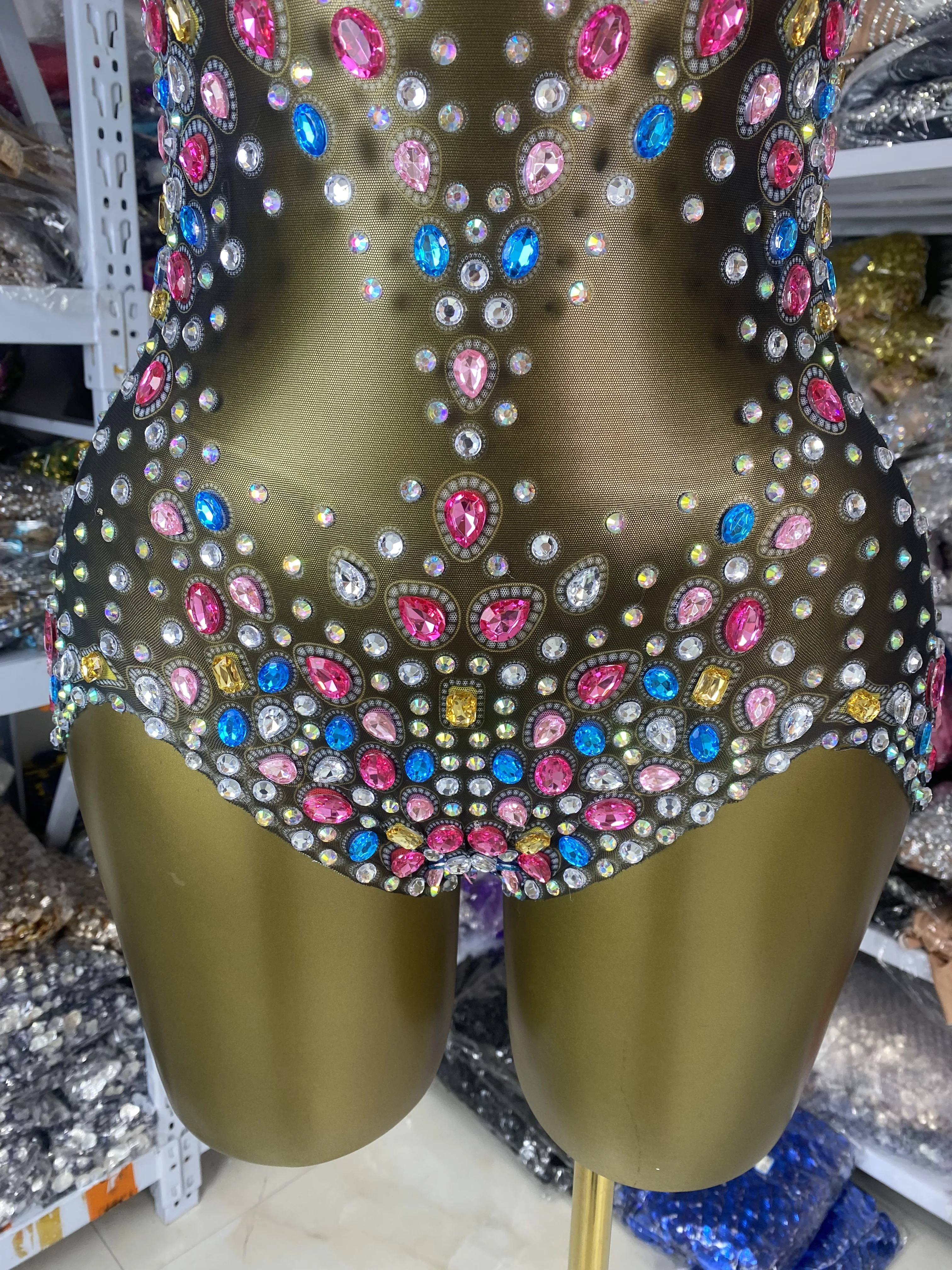 

Красочные сетчатые прозрачные боди со стразами, женские трико для художественной гимнастики, вечерний клуб, ночной бар, платье Dj Gogo, оптовая продажа