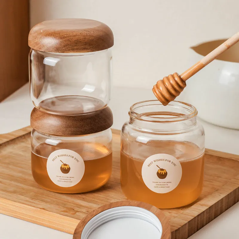 Food Grade Glass Storage Jar, Airtight Container for Honey, Coffee Beans, Jam, Dry Goods, Household Sealed Canister