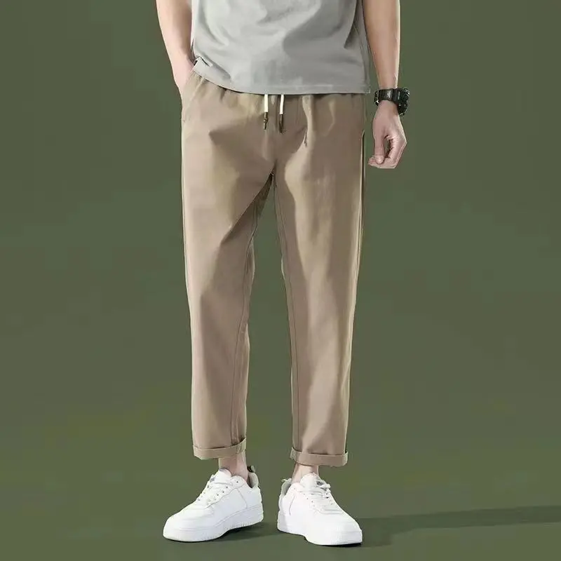 Men's Summer Thin Nine Point Solid Color Straight Loose Fit Workwear Trousers for Construction Site​