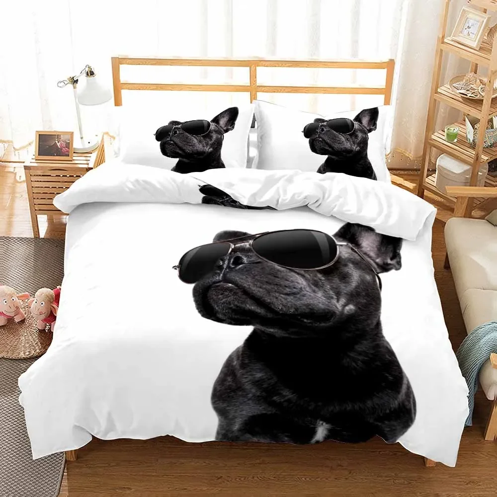 

Cows Dog Bedding Set Cartoon Bedspread Single Twin Full Queen King Size Bedclothes Child Kids Boys Bedroom Bed Set Pug Quality