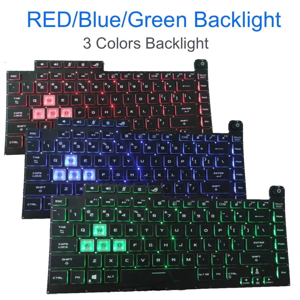 

G531 US English Backlit Keyboard for Asus Rog Strix G531G G531GT G531GD G531GV G531GU G531GW, Red Green Blue Backlight Keyboards