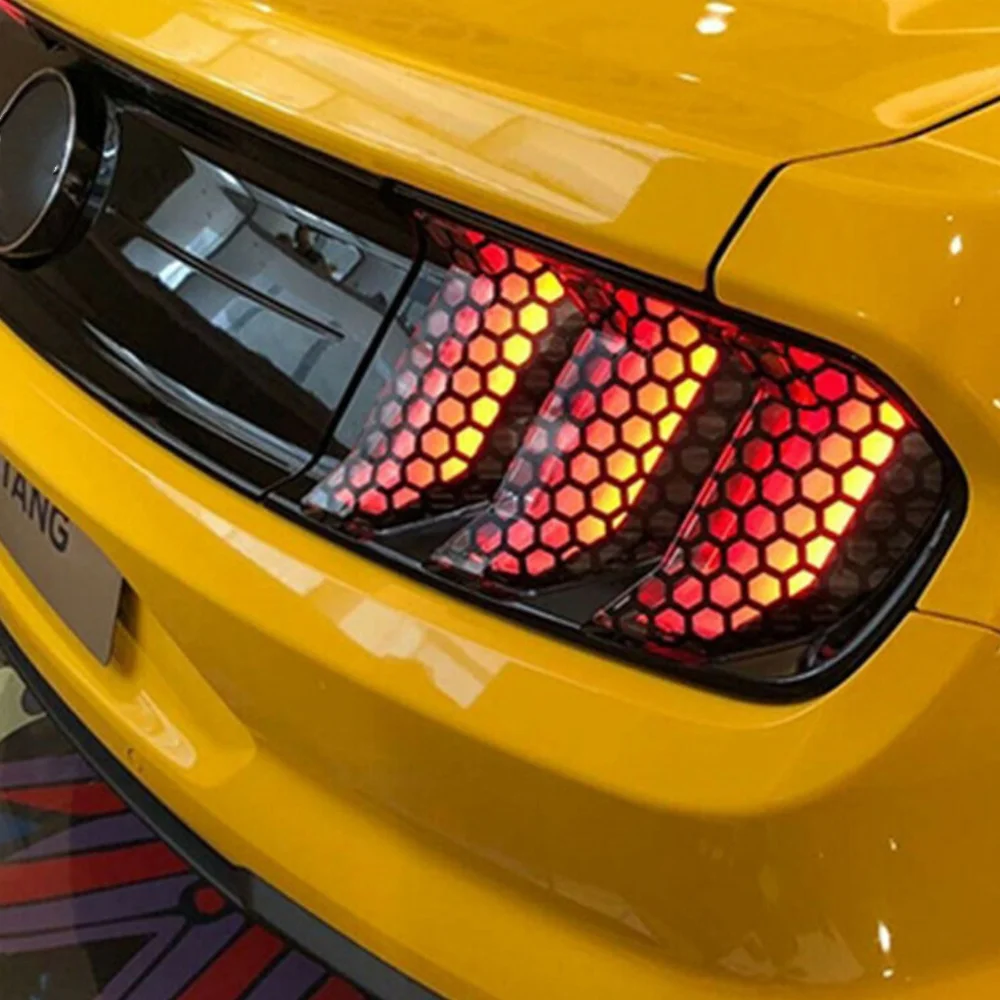 Honeycomb Pattern Tail Light Decal Film 48cm Width 30cm Height Black PVC Taillight Wrap Moderate Shading Clear Light Output Remo