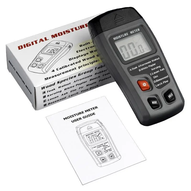 【BA】EMT10 Digital Wood Moisture Tester, Large LCD Screen Wall Moisture Detector Hygrometer For Timber Detection