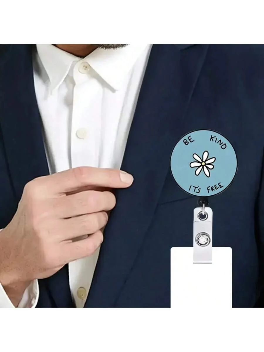 Cordón retráctil plano 2d para tarjeta de identificación de enfermera, 1 unidad, con hebilla, hecho de material acrílico duradero y diseñado con Patt uniforme de enfermera