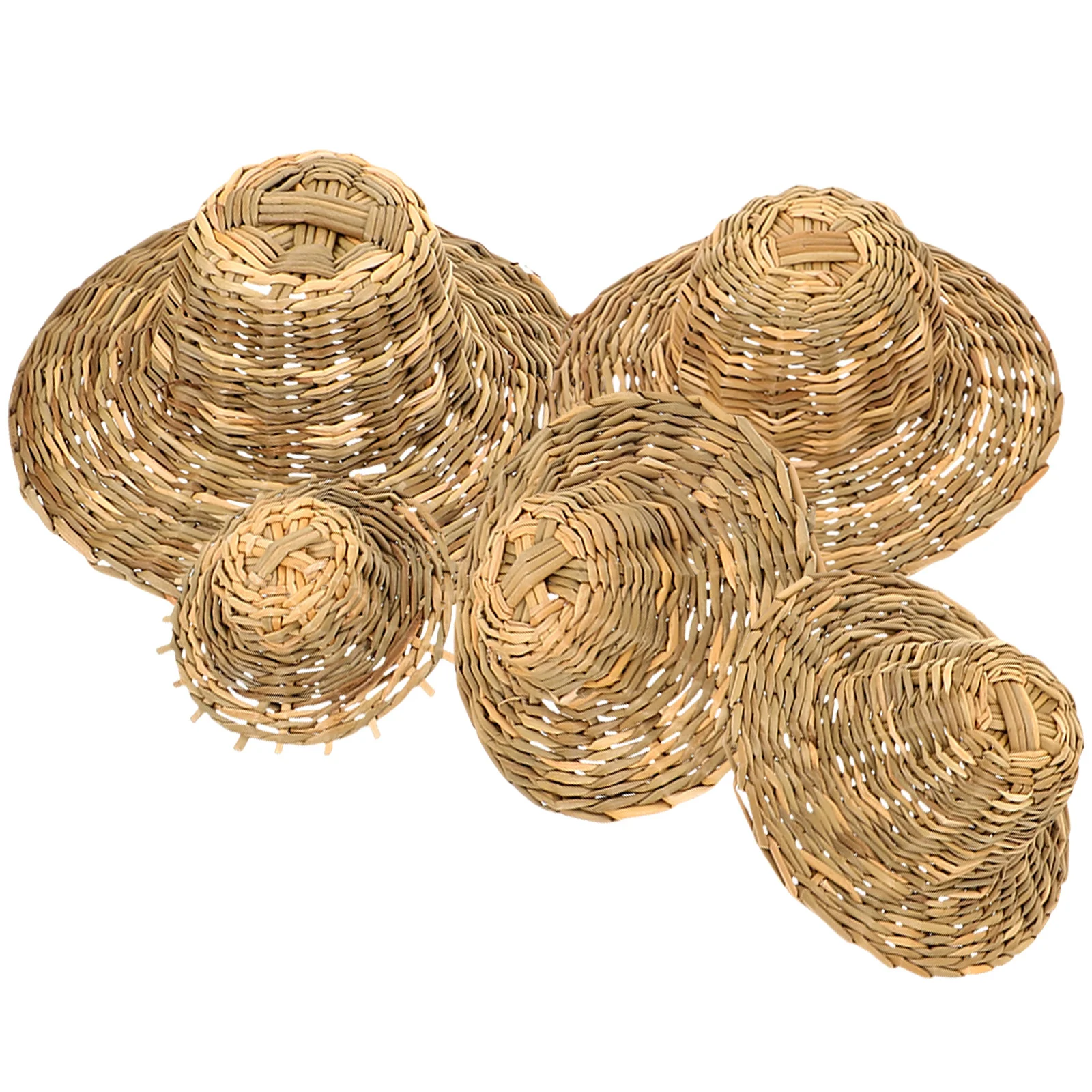 5Pcs Mini Woven Straw Hats Small Sombrero Craft Hats for Gift Desktop Decor Photo Props Mini Straw Hat Small Sombrero Hat