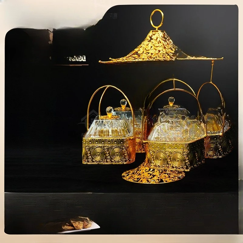 

Spring Festival candy box, restaurant family wrought iron acrylic creative modern snack plate, fruit plate with lid dried fruit