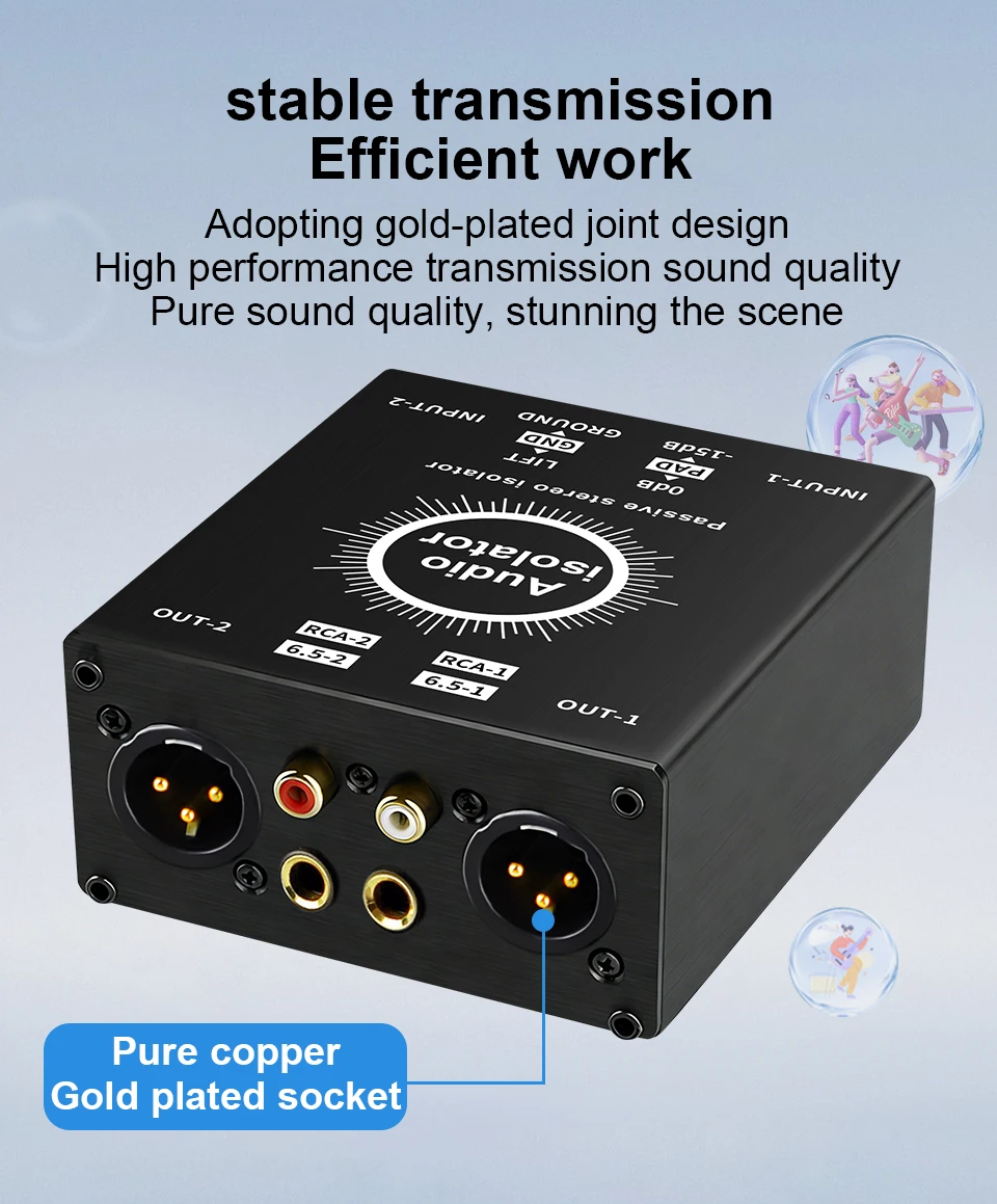 3-Pin XLR RCA TS TRS Erdungsschleifen-Isolator-Box Mehrzweck-Brummbeseitiger für Heim-, Büro- und Theater-Audiosysteme – Detail 7