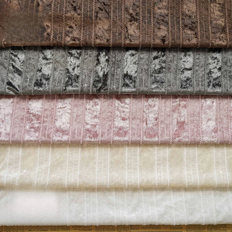 

Бархатная кружевная полосатая ткань с вышивкой, занавеска, платье, материал «сделай сам», осень-весна, минималистичный геометрический роскошный домашний декор, текстиль