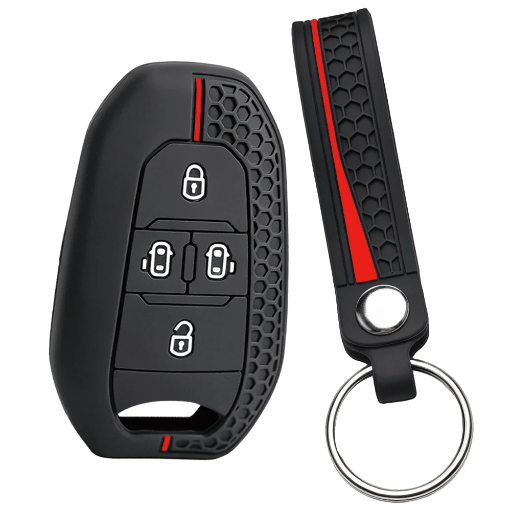 For Peugeot Expert Traveller For Citroen Spacetourer Jumpy silicone car key fob cover with compact finger loop and key ring