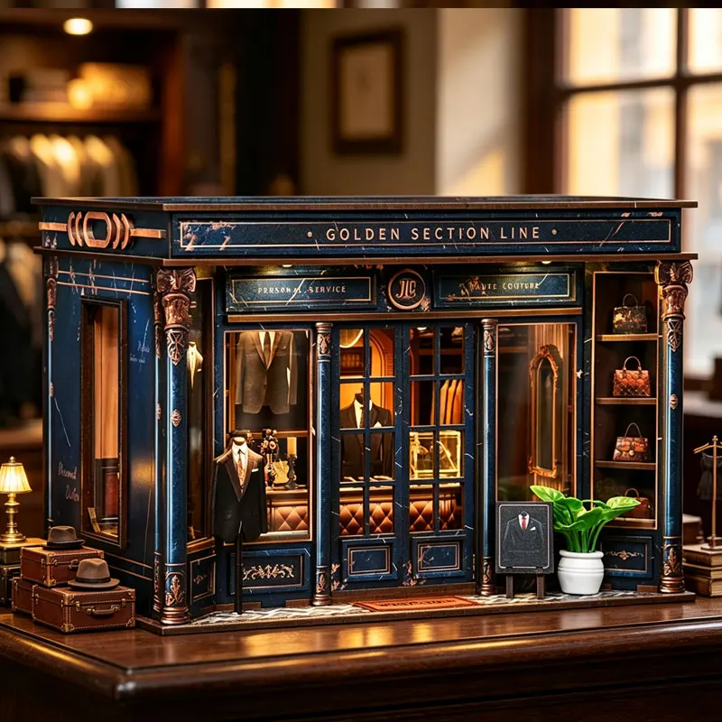 Book Nook Kit DIY 3D Wooden Miniature Dollhouse with LED Light for Fashion Lovers Bookshelf Home Decor for Xmas Birthday Gifts