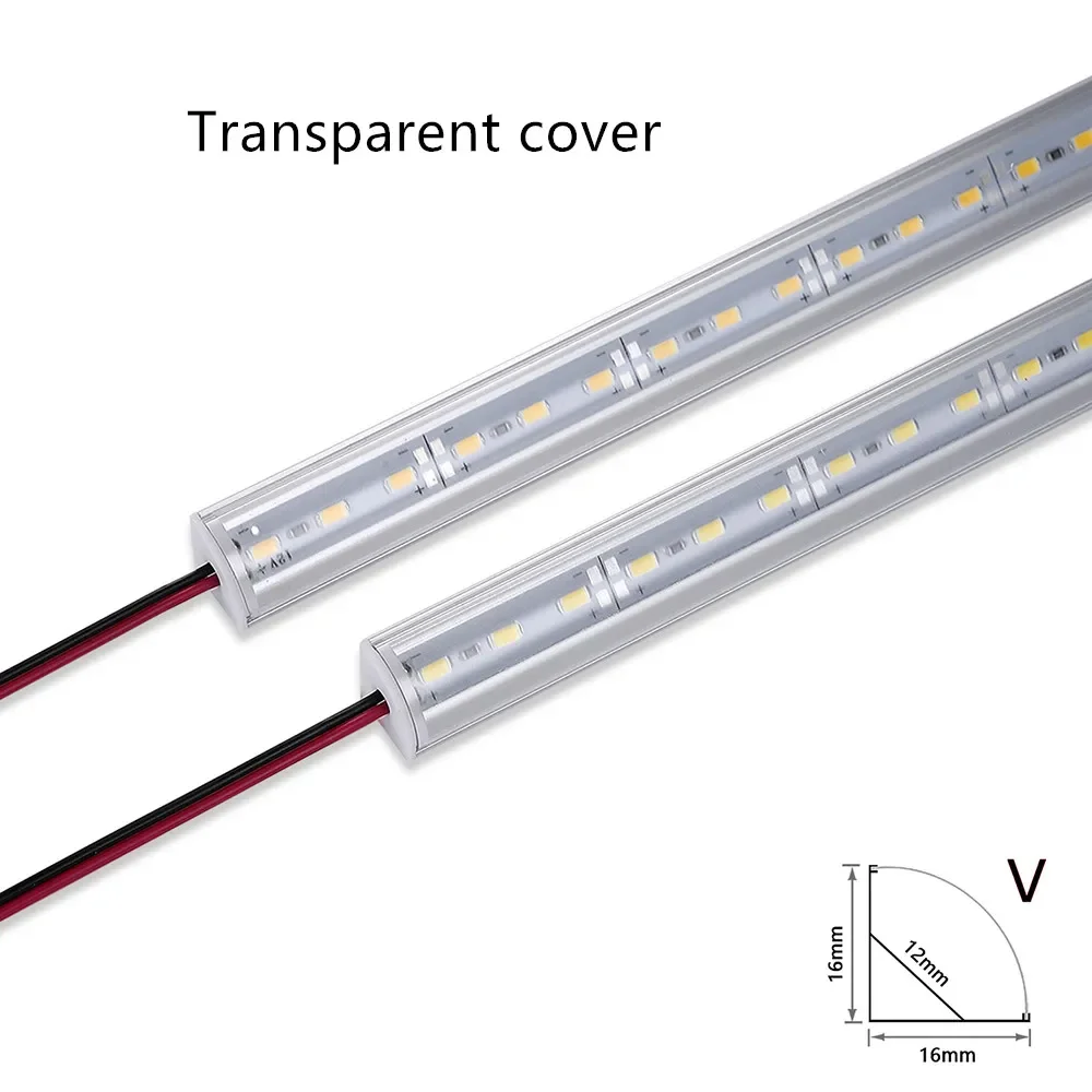 Aluminiowa sztywna listwa świetlna LED DC12V 50CM 20 cali w kształcie litery U/V 5730 36 diod LED kanał aluminiowy LED oświetlenie dekoracyjne do