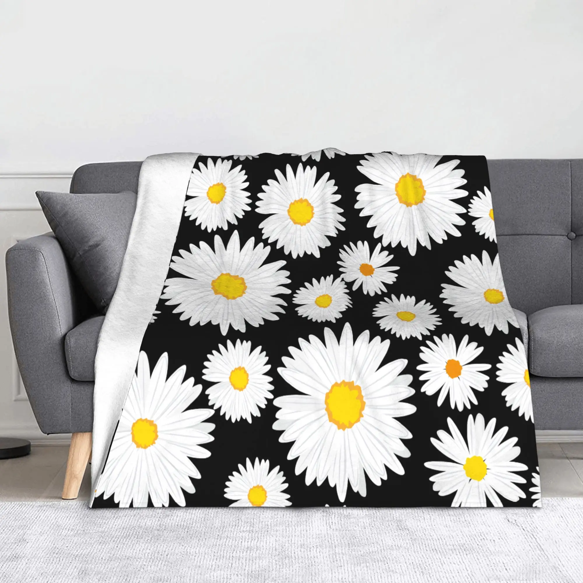 

Daisy Flower Blankets Fleece All Season Breathable Super Warm Throw Blankets for Home Office Bedding Throws