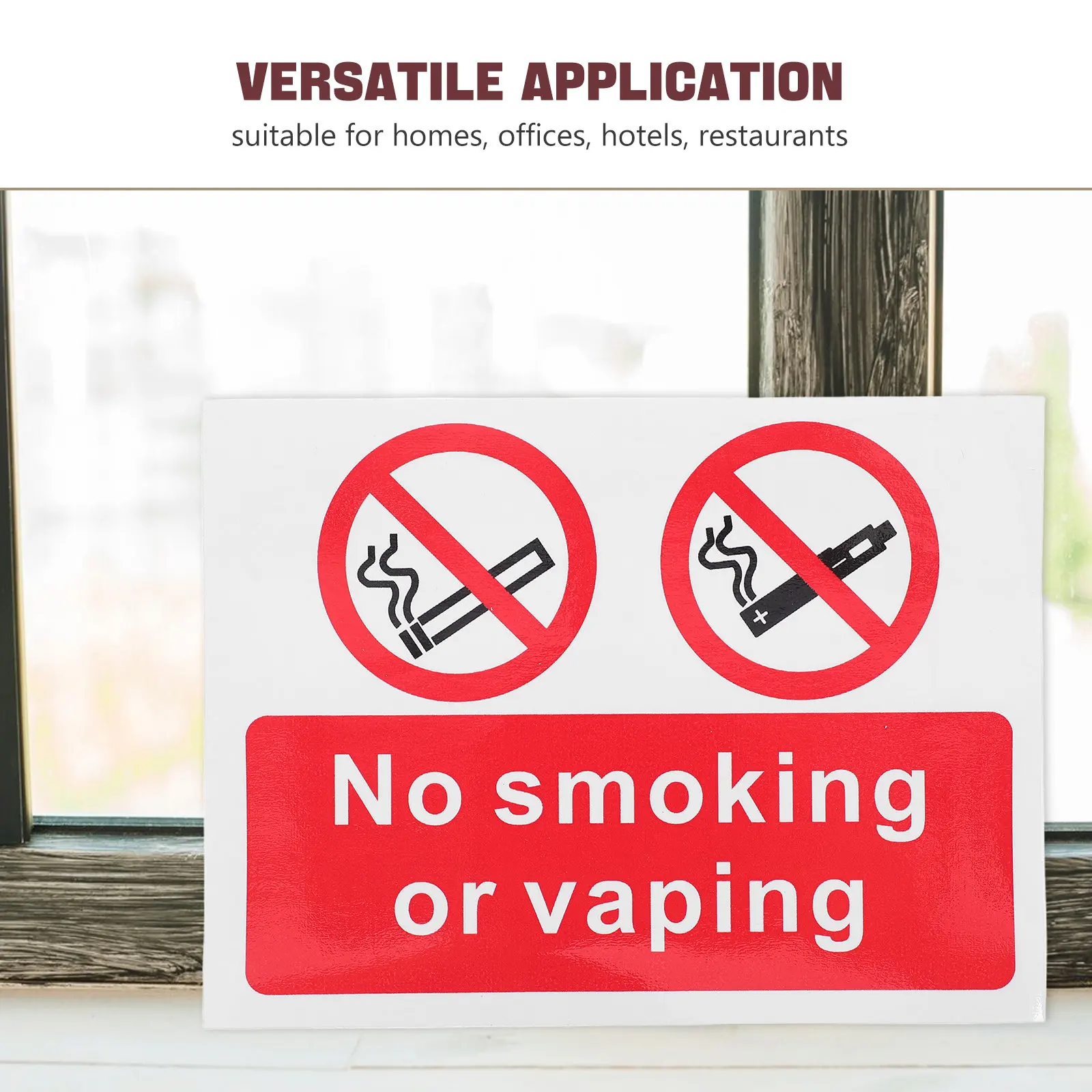 5Pcs No Smoking No Stickers Bold Adhesive Wall Door Window Decals for Business Landlord Supplies Vehicle Rules