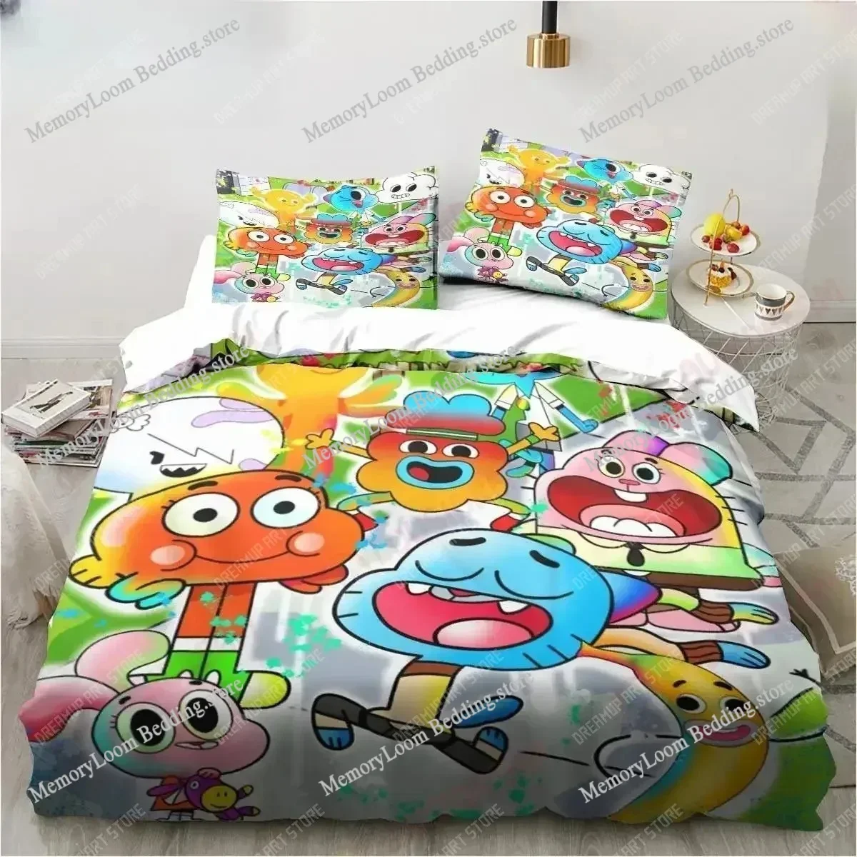 New Cartoon The Amazing World Bedding Set Gumball Sheet King Twin Double Child Bedding Set Mircofiber or Polyester Duvet Cover