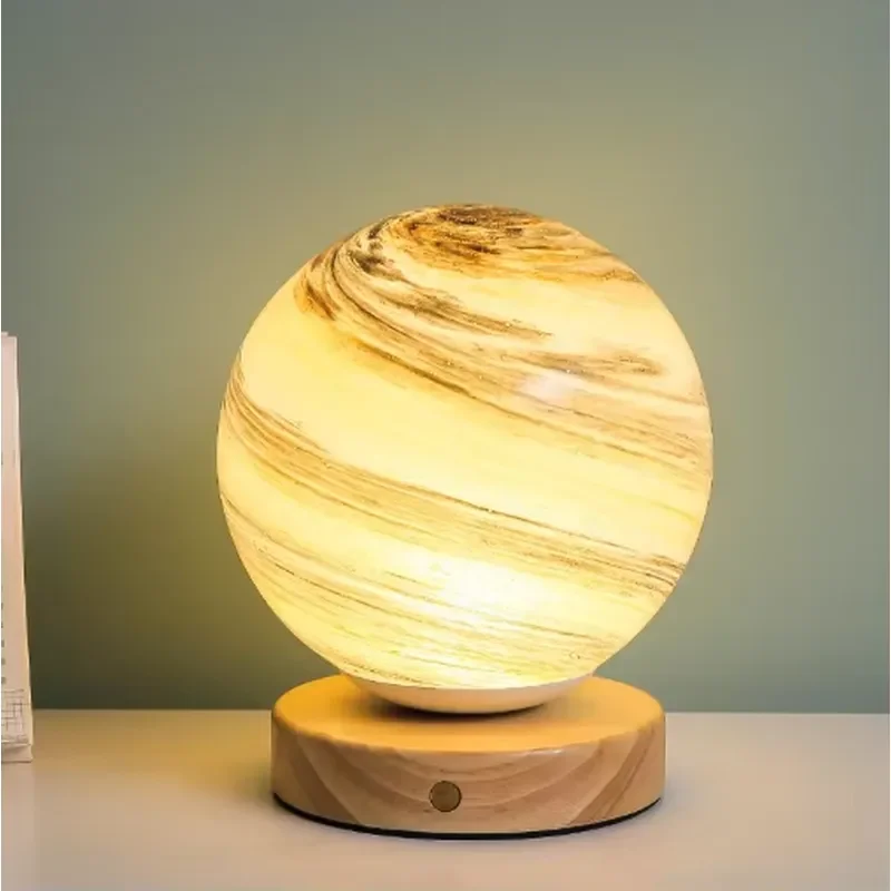 Planet Glass Lamp Moon Night Light Creative Bedroom Bedside Decoration Desk Lamp Birthday Gift Home Decor