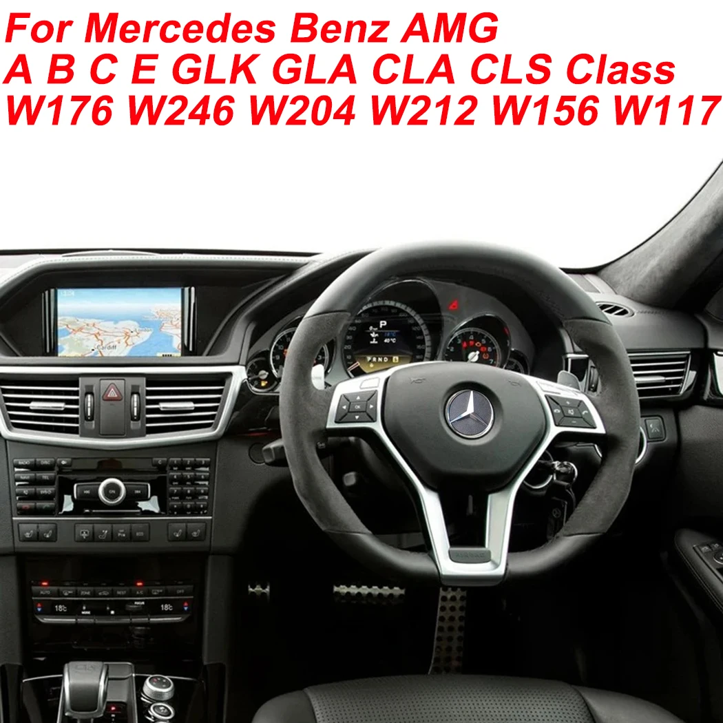 For Mercedes Benz AMG A B C E GLK GLA CLA CLS Class W176 W246 W204 W212 W156 W117 Car Steering Wheel Chrome Panel Cover Trim