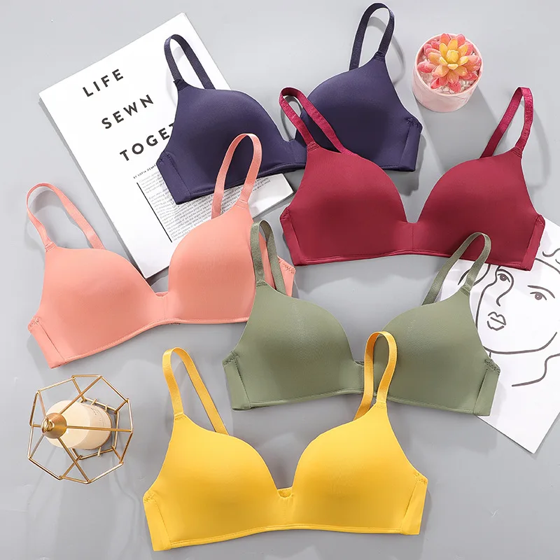 

Women Seamless Bra Sexy No Wire Push Up Underwear Girls Students Breathable Thin 12 Colors Bras Female's Bra Breathable Gathered