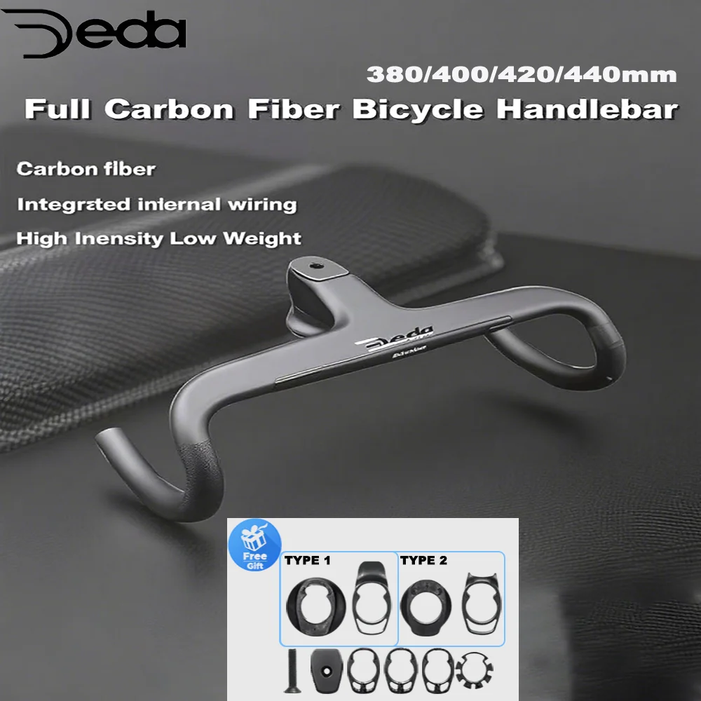 

DEDA Road Bike Internal Cable Integrated Full Carbon Fiber Bicycle Handlebar Cockpit With Spacers,Stem -10°,Clip diameter 28.6mm