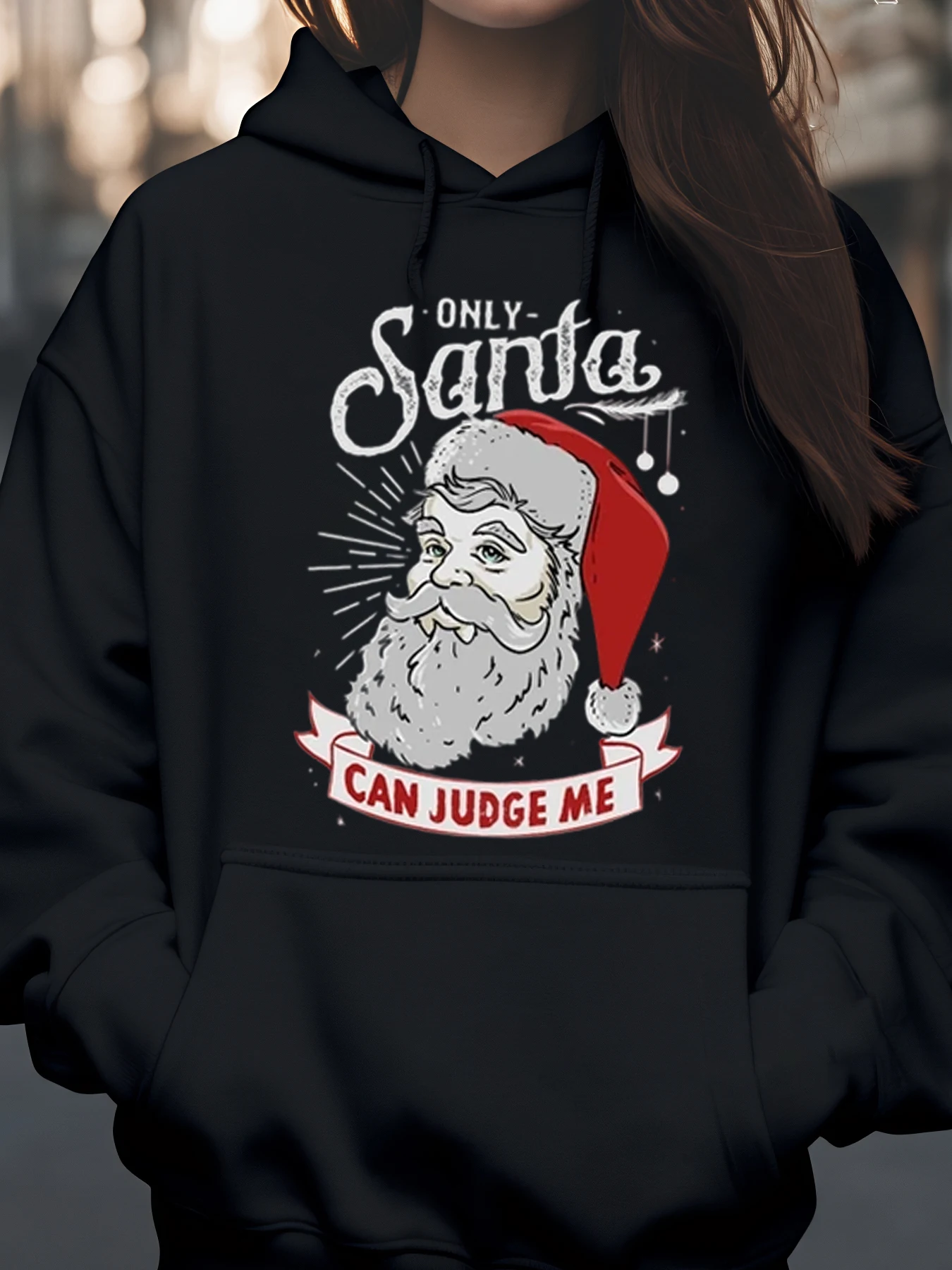 

Рождественская толстовка с принтом лица Санта-Клауса, повседневная одежда унисекс для взрослых