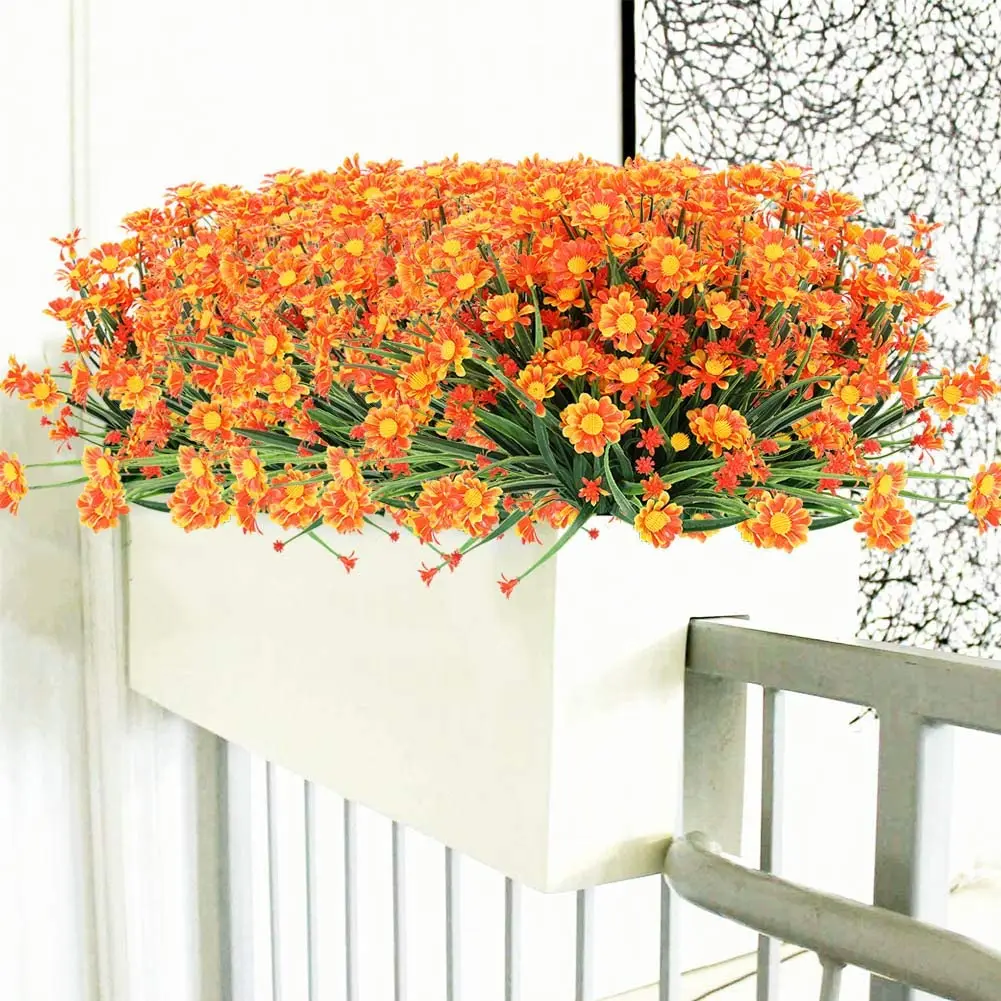 Künstliche Gänseblümchen für den Außenbereich, UV-beständig, künstliche Laubpflanzen, Sträucher für Fenster, Box, zum Aufhängen, Bauernhaus, Innen- und Außendekoration – Detail 10