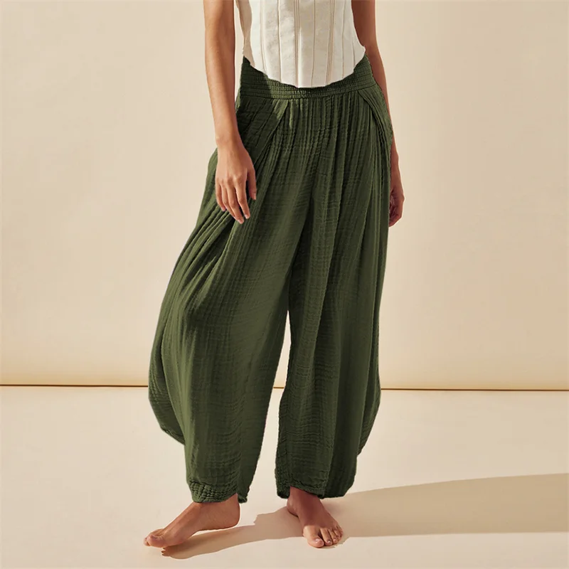 

Women Yoga Harem Pants High Waist Loose Wide Leg Trousers Palazzo Baggy Summer Boho Lounge Beach Vacation Outfits With Pockets