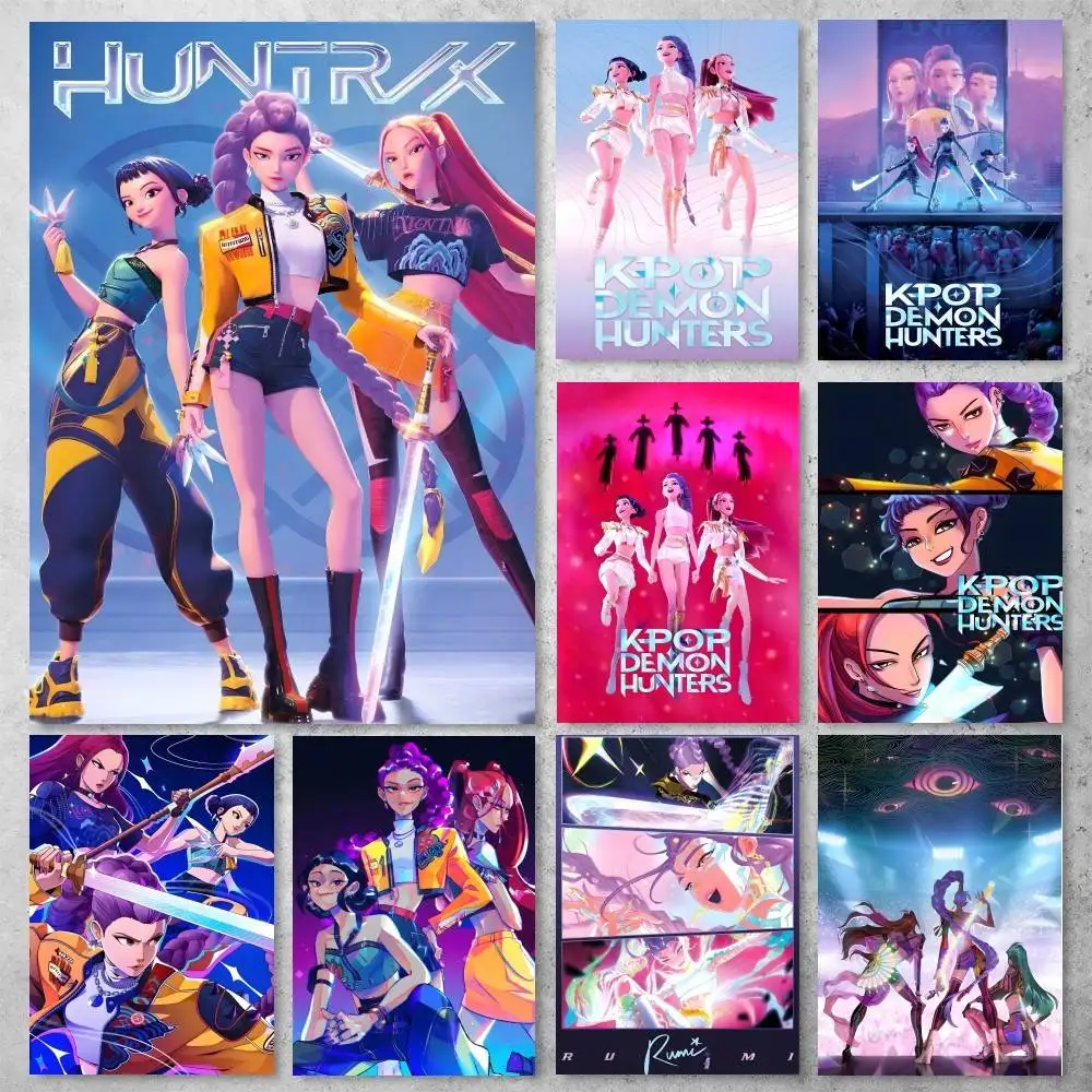 Affiche de film d'animation K-Pop D-Demon Hunters, impression de haute qualité, autocollant mural imperméable pour Bar, décoration de salon, cadeau
