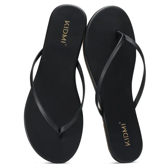 Evshine Women's Summer Flip Flops Comfort Memory Foam Thong Flip Flops Vegan Leather Flat Sandals Outdoor Unisex Beach Slippers