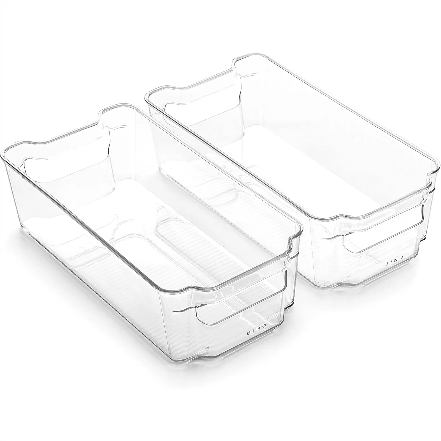 

Stackable Storage Bins Medium 2-Pack Clear Plastic with Handles for Kitchen Pantry Organization