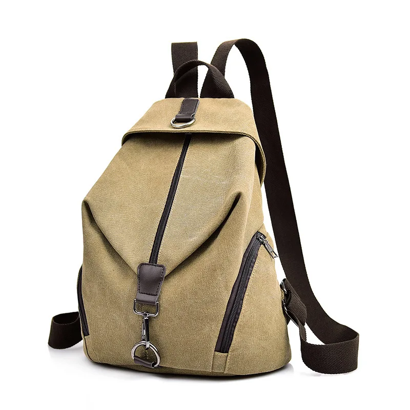 Korean Solid Color Canvas Backpack Unisex College and High School Students Backpack Creative Leisure Travel Commuting Backpack