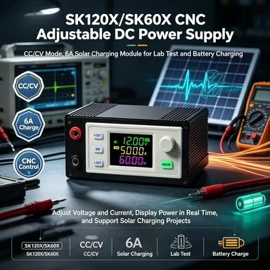 SK120X/SK60X CNC Adjustable DC Power Supply, CC/CV, 6A Solar Charging Module