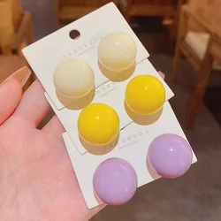 New Big Round Color Earrings For Women Geometric Simple Smooth Surface Earring Girl Punk Fashion Party Jewelry Gifts
