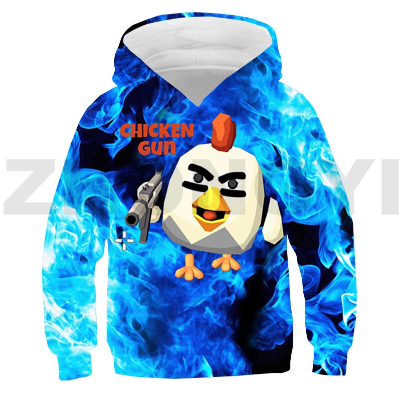 Kids Baby Chicken Gun Game 3D Print Hoodie Sudaderas Anime Long Sleeve Cartoon Chicken Gun Sweatshirts Casual Streetwear Clothes