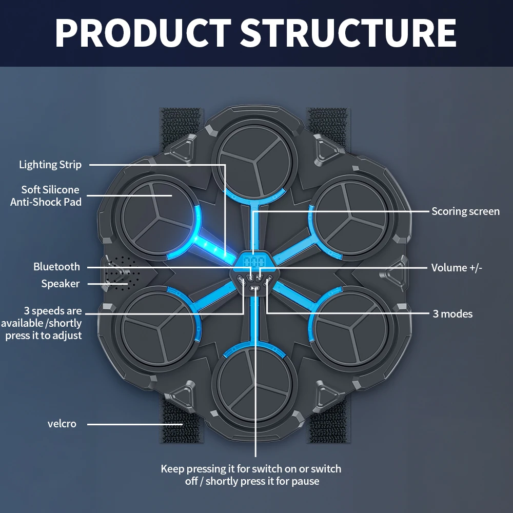 Smart Bluetooth Music Boxing Machine，Decompression,Fighting Fitness Home Boxing Wall Target Boxing Trainer Boxing Accessories