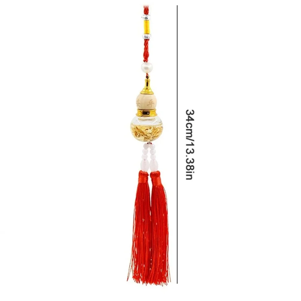 Chinese Style Glass Bottle Gourd Pendant Gourd Shaped Cartoon Mini Gourd Bottle Gold Foil Bottom Double Spike Gourd Pendant