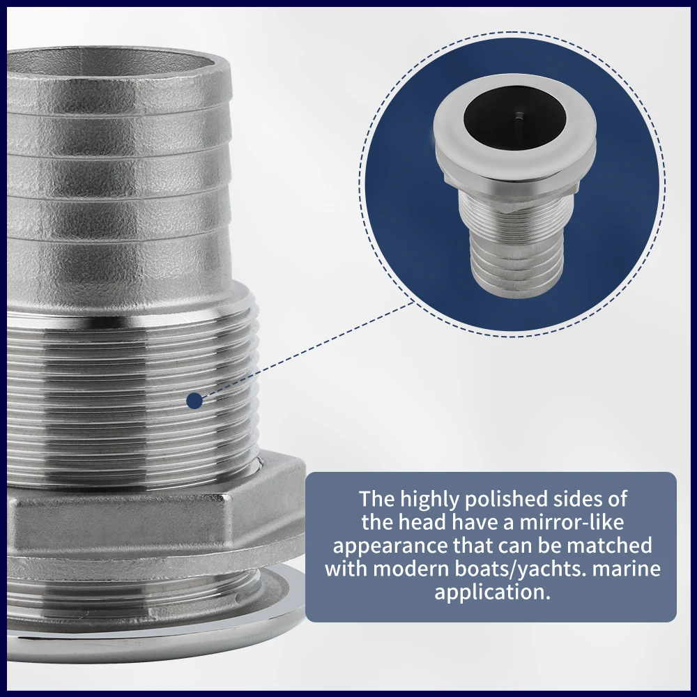 البحرية 316 الفولاذ المقاوم للصدأ من خلال بدن المناسب موصل نصف موضوع منفذ المياه قارب الآسن استنزاف خرطوم المناسب #6