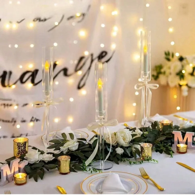 Acrylic Candle Holder Novelty Nordic Candlestick Romantic Candle Stand Desk Accessories Wedding Centerpieces Ornaments Gifts